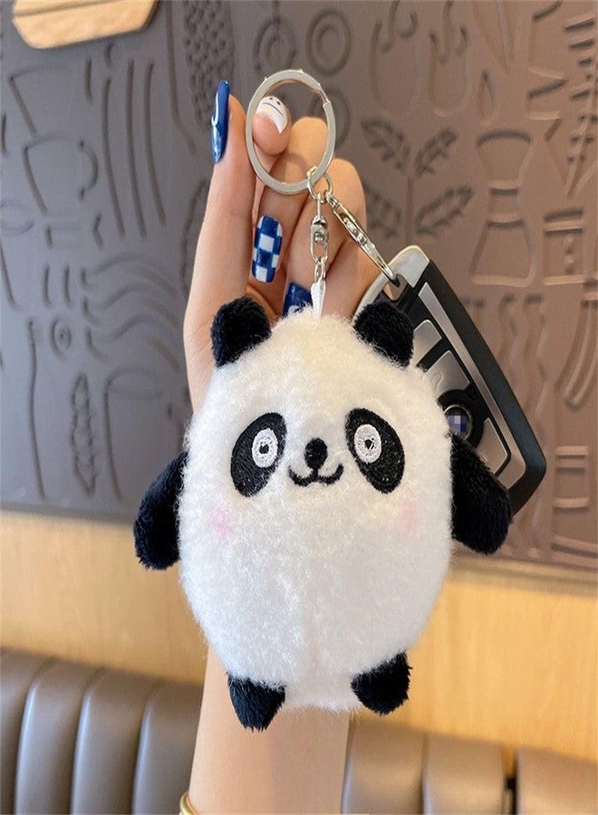 Lezoir Small Cute Toy Charm Keyring Panda | Plush Toy Plush Keychain For Bags, Black 8Cm - Image 3